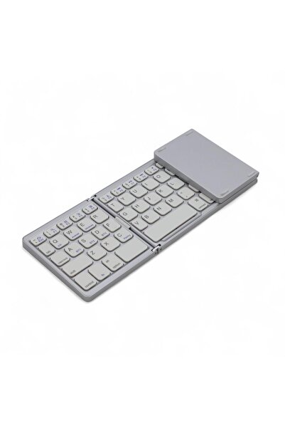VİGES PC-Tablet-Telefon Uyumlu Katlanabilir Şarjlı Bluetooth Klavye Gümüş Renk