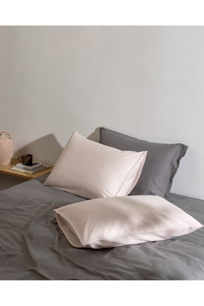 Madame Coco Marion 100% Cotton 2-Piece Pillowcase - Powder/White