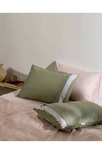 Madame Coco Fleuve 100% Cotton 2-Piece Pillowcase - Khaki