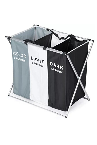 PYKA HOME SHOP Cos de rufe, Smart Sorter, pliabil, 3 compartimente, material textil impermeabil, structura aluminiu