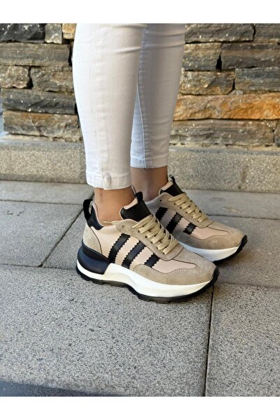 LABRONA Kadın Yüksek Tabanlı Bağcıklı Yürüyüş Ayakkabısı Sneakers