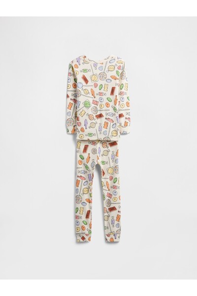 GAP Bebek Krem %100 Organik Pamuklu Desenli Pijama Takımı