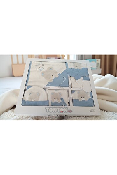 MİLAYS LİFE HOME COLLECTİON ERKEK BEBEK ORGANİK PAMUK AYI NAKIŞLI 10 LU HASTANE ÇIKIŞ ZIBIN SETİ