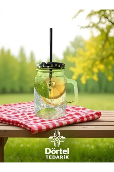 Dörtel Tedarik كوب زجاجي مع ماصة