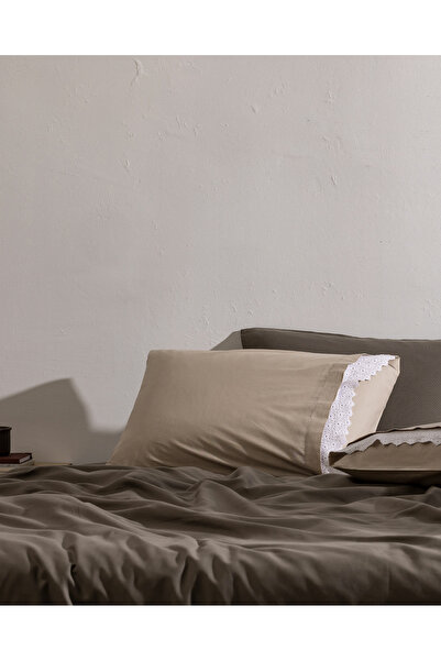 Madame Coco Fleuve 100% Cotton 2-Piece Pillowcase - Beige