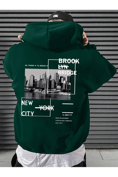 trendypassion Hanorac unisex oversize cu imprimeu Brooklyn Bridge