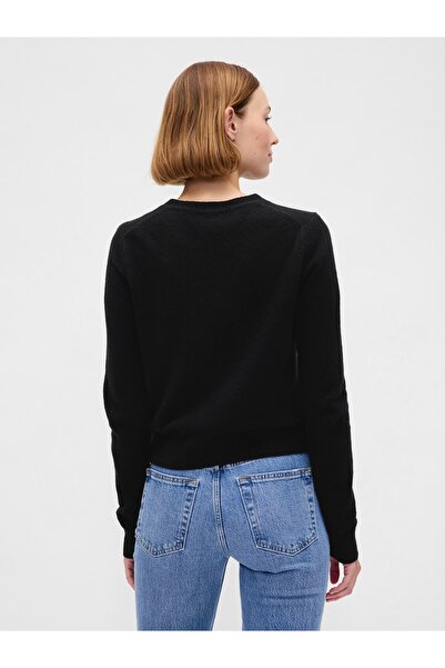 GAP Kadın Siyah CashSoft Bisiklet Yaka Kazak