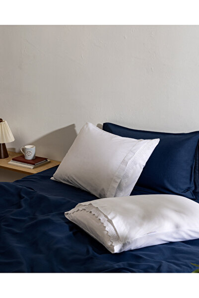 Madame Coco Fleuve 100% Cotton 2-Piece Pillowcase - White