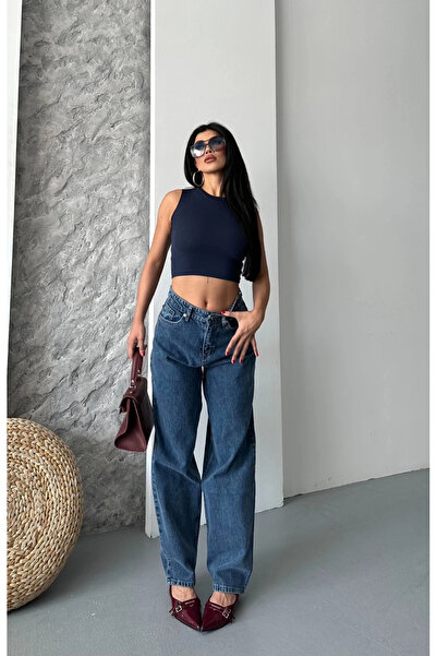 Vona Nova Baggy snow wash jeans in dark blue d2007