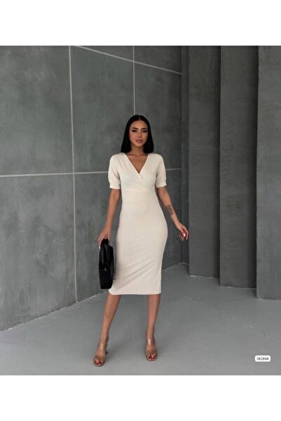 Modafeminen Φόρεμα με κοντό μανίκι με διπλό γιακά ΜΠΕΖ 582868