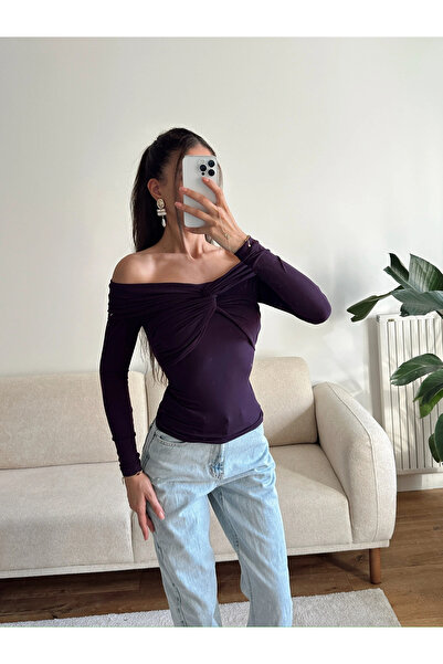 Zoom Butik Önü Drapeli Madonna Bluz - MOR