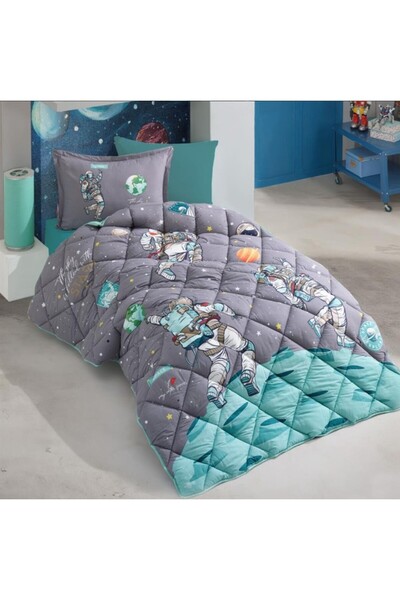 Clasy Single Ranforce Youth Pattern Quilt Set Space