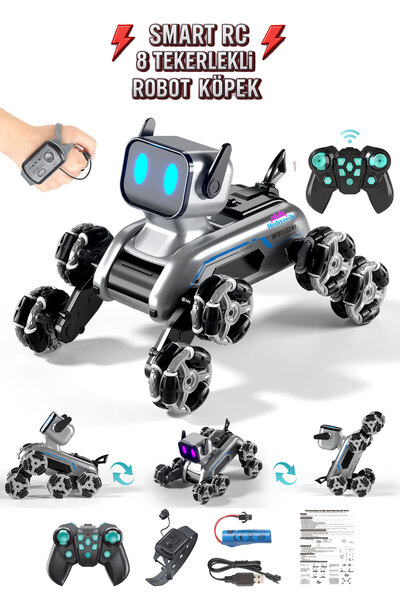 hediyecik Rc Bilekten ve Uzaktan Kumandalı Akrobatik Robot Köpek 8 Tekerlekli