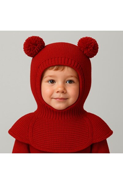 meriç bebe - bütün çocuklar melektir. mrc Girls-Boys Children's Pompom Seamless Luxury Knitwear Balaklava Beanie Ski Mask
