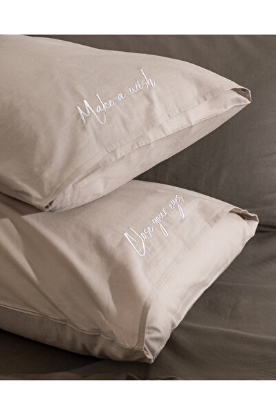 Madame Coco Soleil 100% Cotton 2-Piece Pillowcase - Beige/White