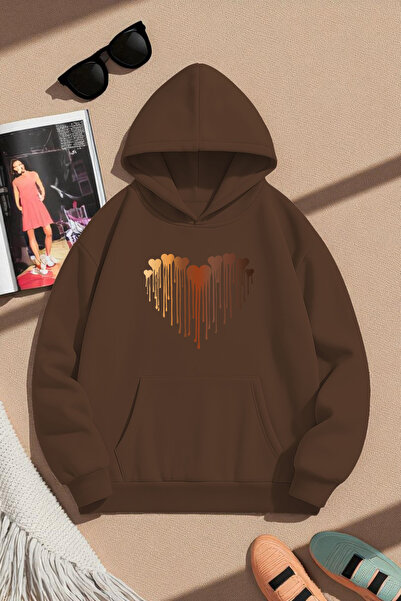 trendypassion Hanorac unisex cu imprimeu cu inimi topind