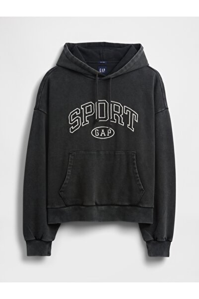 GAP Erkek Siyah Heavyweight Oversized Logo Sweatshirt
