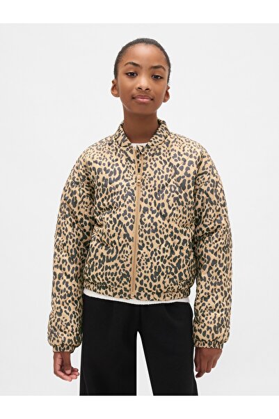 GAP Kız Çocuk Kahverengi Lightweight Kapitone Puffer Şişme Ceket