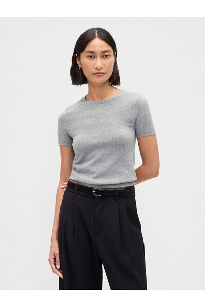 GAP Kadın Gri CashSoft Stretch Baby T-Shirt