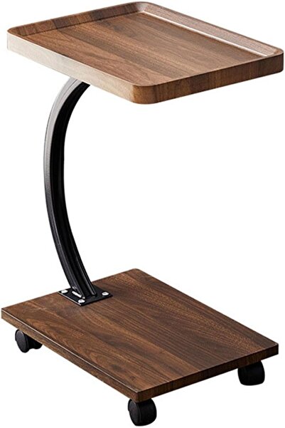 Türkiye Double Layer End Table, Slim C Shaped Coffee Table, with 360° Rotatio...