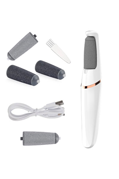 StartONTeam Pilă electrică profesională pentru călcâie și piele crăpată, 4 capete, bec LED, baterie albă