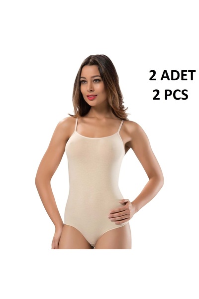 Belinay Women's String Strap 47% Modal 47% Cotton 6% Elastane Hooked 2-Piece Bodysuit