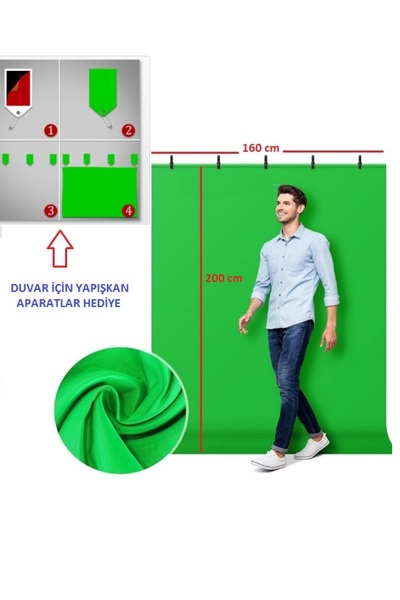 novatechpro 160X200 Cmchromakey Green Screen Greenbox Yeşil Fon Perde Background Backdrop