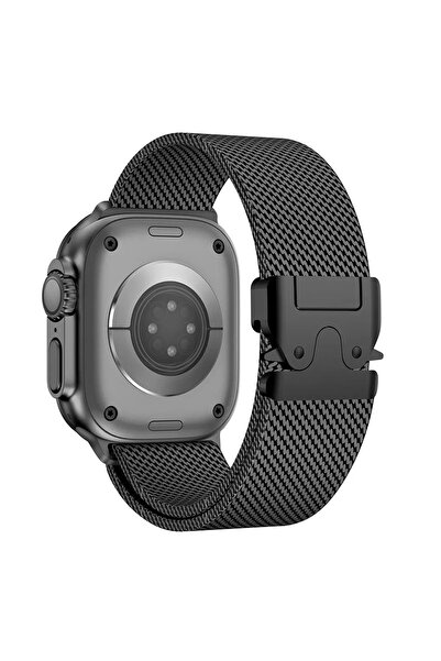 Forzacase Apple Watch 11 46mm ile uyumlu Mekanizmalı Metal Hasır Kordon Kayış...
