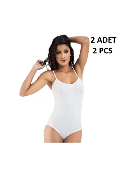 Belinay Women's String Strap 47% Modal 47% Cotton 6% Elastane Hooked 2-Piece Bodysuit