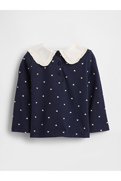 GAP Kız Bebek Lacivert Sailor Yaka Uzun Kollu T-Shirt