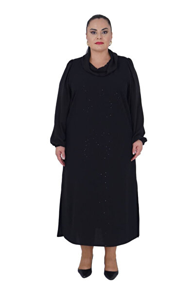 Darkmen Women's Plus Size Loose Stylish Black Long Dress