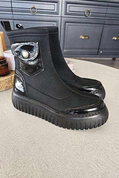 Topukla Footwear 022 024642 Topukla Kadın Hakiki Deri Streç 4cm Kalın Tabanlı Bot