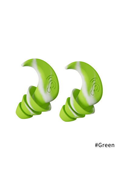 Choice سدادات أذن من السيليكون مضادة للضوضاء بثلاث طبقات باللون الأخضر، سدادا...