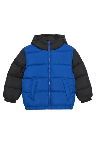 United Colors of Benetton Palton gros brodat cu logo albastru pentru băiat