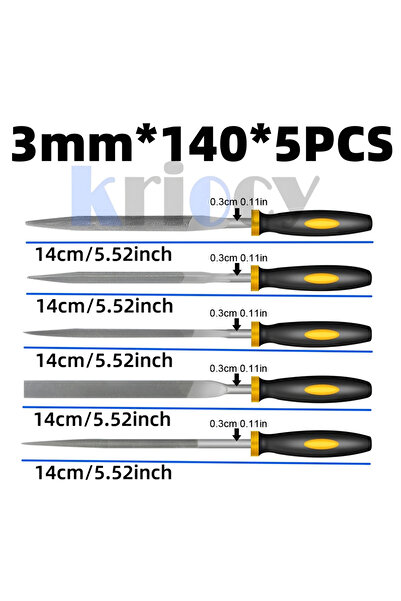 Choice1 مجموعة مبارد فولاذية دقيقة مكونة من 5 قطع، مقاس 3 مم × 140 مم، تتضمن ...