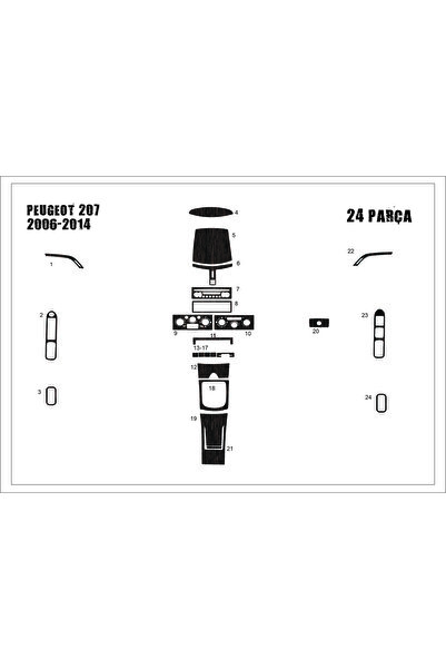 Marscockpitdesign غطاء كونسول وصندوق السيارة لبيجو 207 موديل 2007، 27 قطعة