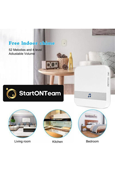 StartONTeam Indoor Doorbell, WiFi Video Intercom Receiver, 52 Melodies Black