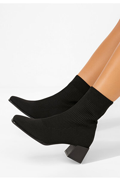 B T Shoes Μποτάκια κάλτσα Renatia Μαύρα