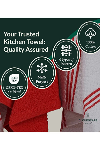 Cloud Scape Linen Terry Kitchen Towel and Dish Cloth Set-Pack of 8,Super Absorbent, Quick Drying Hand Towels