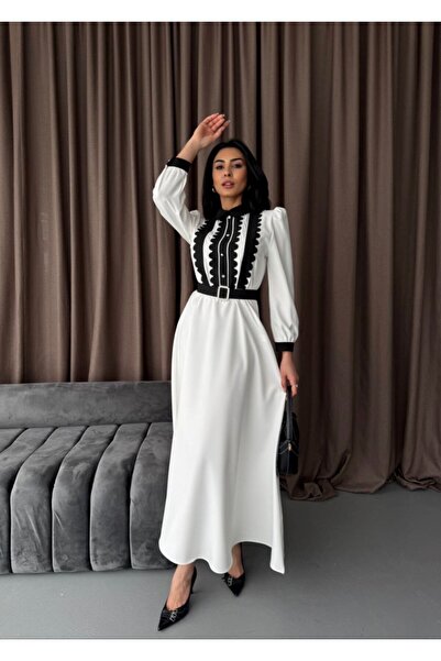 suphias Atlas Fabric Dress (Belt Included)