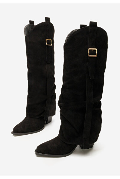 B T Shoes Cizme cu toc gros Liorena negre