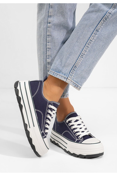 B T Shoes Tmavě modré tenisky na platformě Zenoria