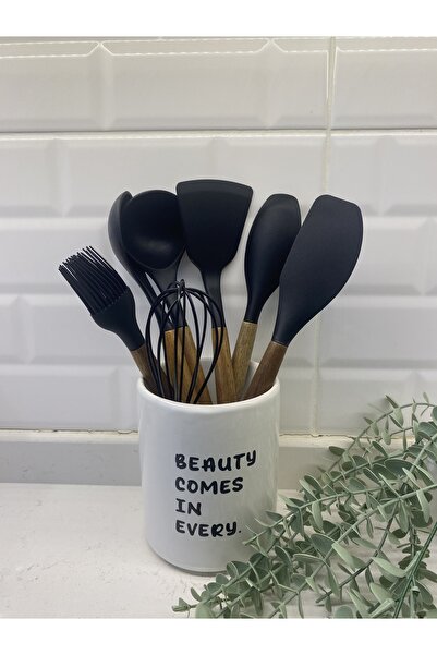 magical dreams Wooden Handle Silicone Serving Set- Ceramic Spoon Holder