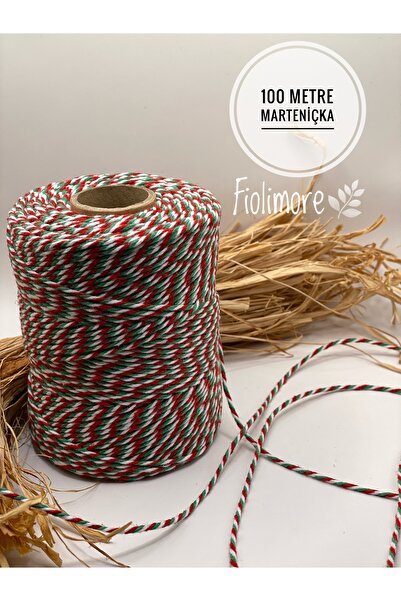 Fiolimore Premium (200 Metre 200 Gr) Marteniçka Karışık Renkli Hediye Paket İpi Bileklik Kolye Yılbaşı