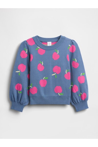 GAP Kız Bebek Mavi Puff-Sleeve Kazak