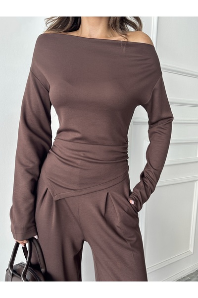 VERNO BUTİK Σετ Modal με λεπτομέρεια στον ώμο και κορδόνι περίσφιξης