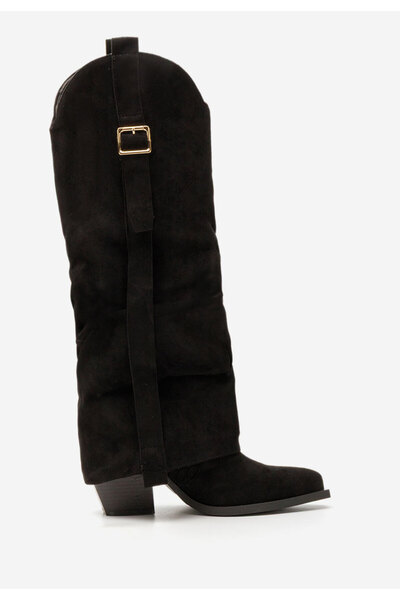 B T Shoes Cizme cu toc gros Liorena negre