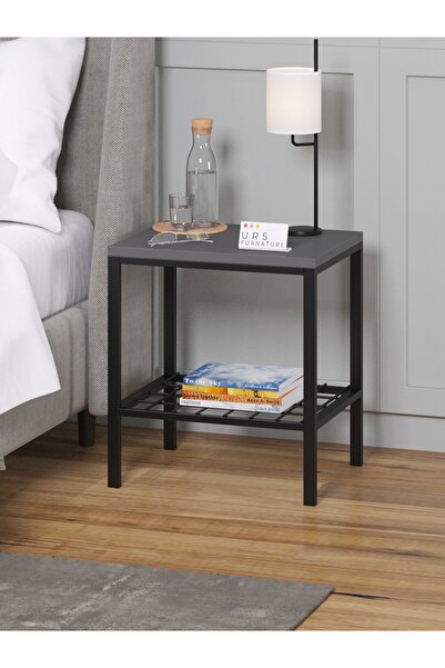 urs furnature Metal Ayak Tel Raflı Komodin Başucu Komodin