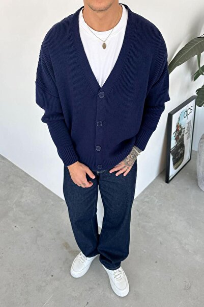 HAFKAGİYİM Світло-синій светр з V-подібним вирізом і ґудзиками