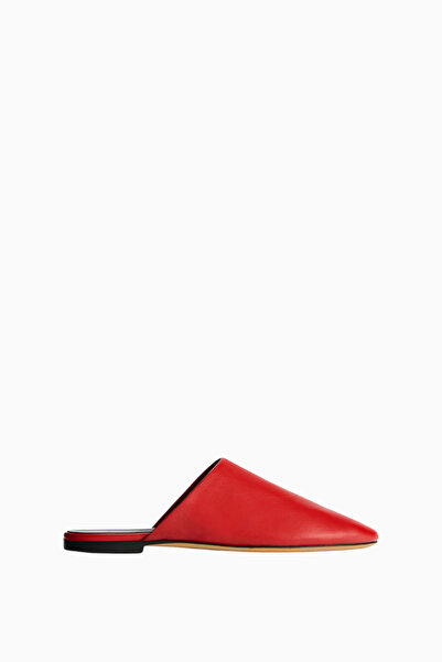 Jude Floor Slide, Red Leather Pointed Toe Backless Luxury Slippers